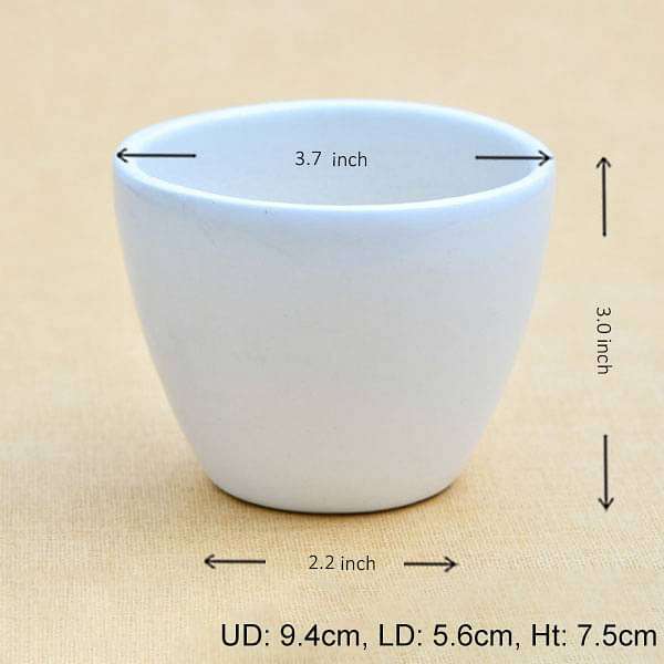 3.7 inch (9 cm) Round Egg Ceramic Pot (White) (set of 2)