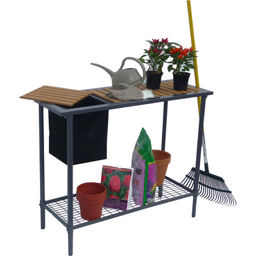 Weatherguard Steel Potting Bench with Wood Top