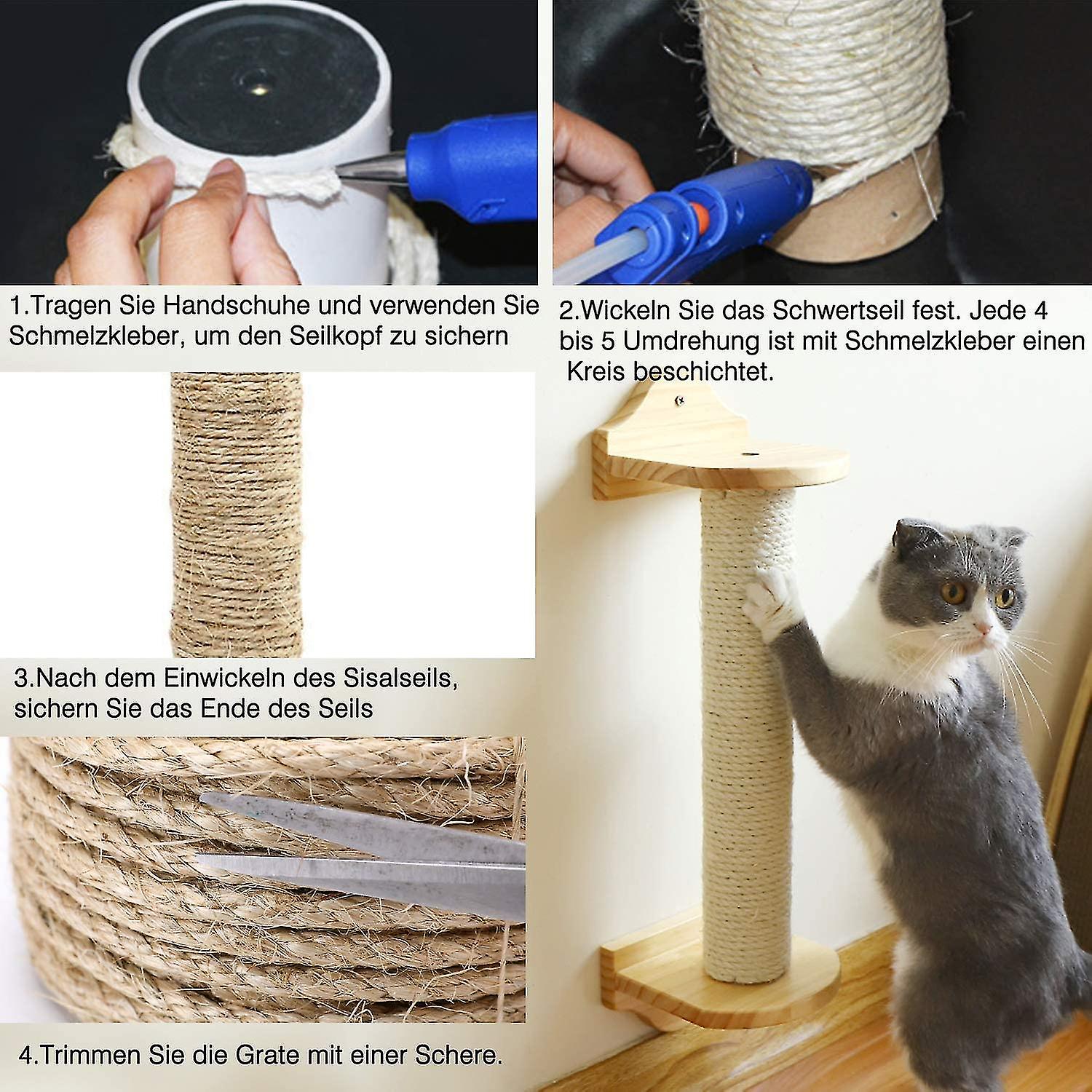 Sisal Rope Cat Tree Rope， 6mm (30m) Replacement Rope Jute Rope， As Cat Accessories Cat Rope， Rep Or Replace Cat Tree， Cat Scratng Post， Cat Towe