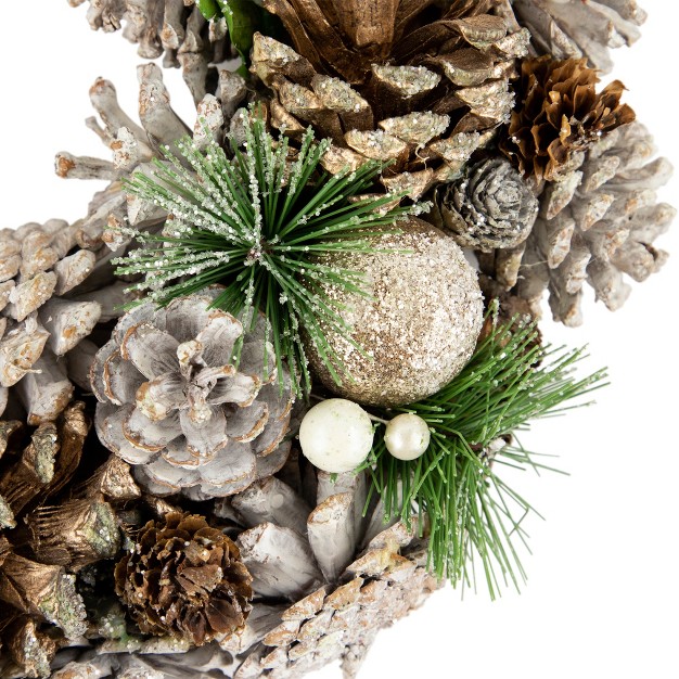 Northlight Green Pine Needle And Pinecone Artificial Christmas Wreath 13 5 inch Unlit