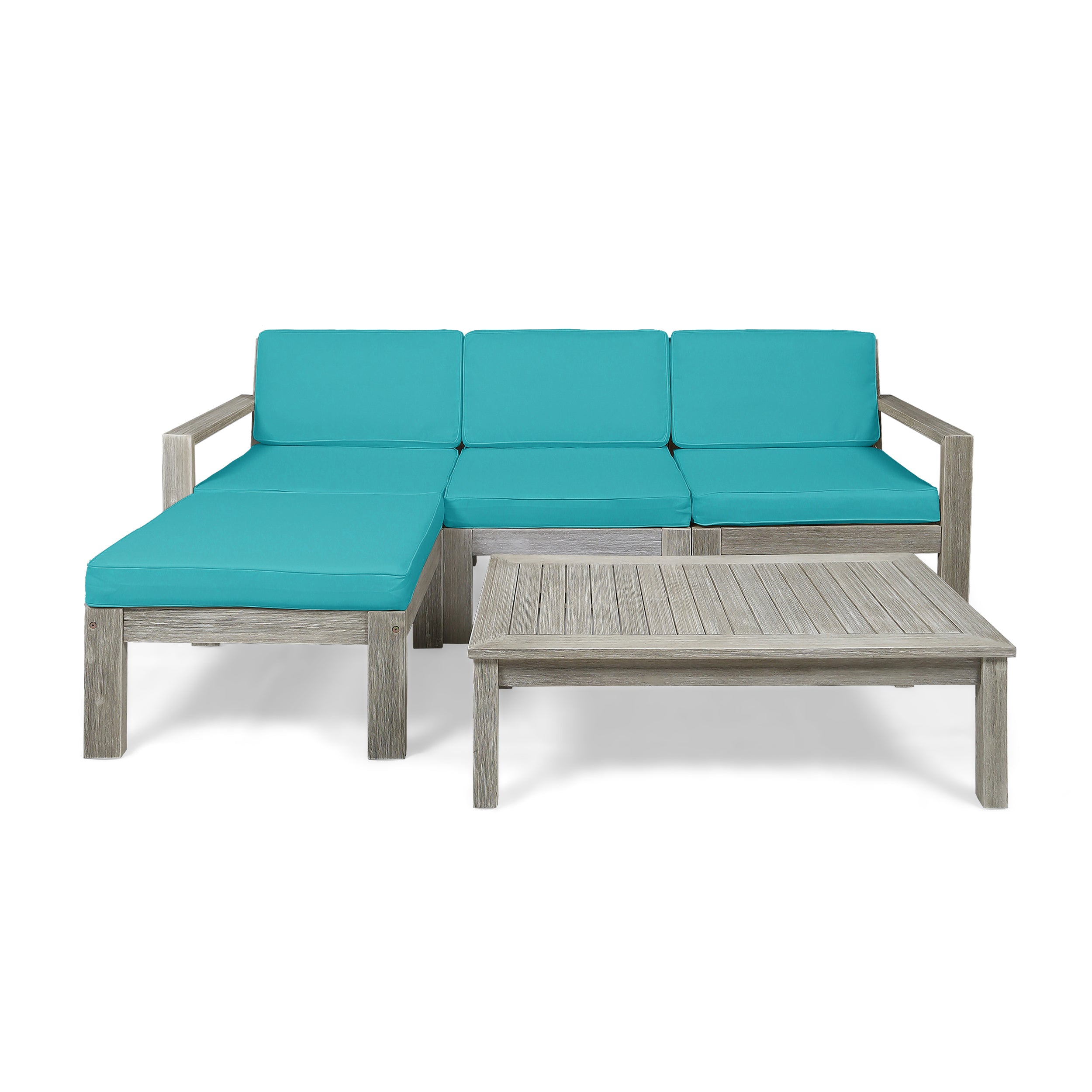 Makayla Ana Outdoor 3 Seater Acacia Wood Sofa Sectional with Cushions