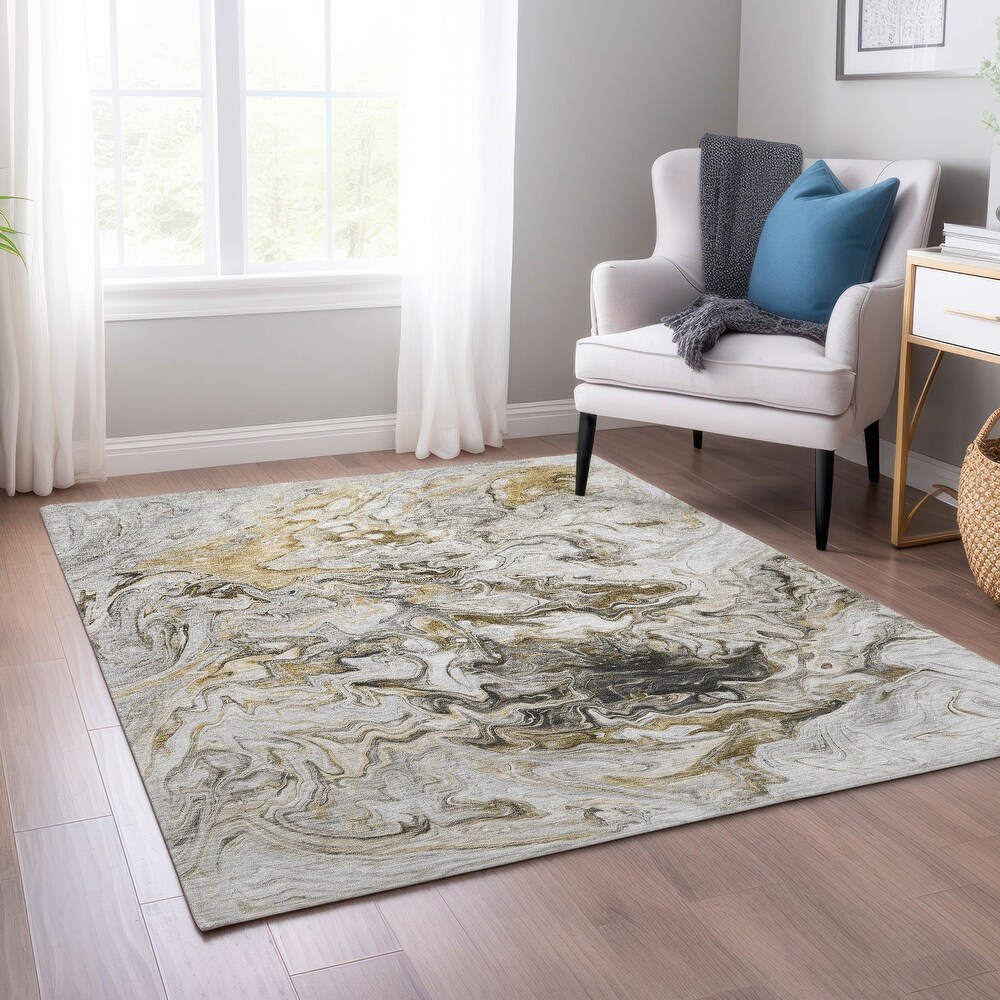 Machine Washable Indoor/ Outdoor Chantille Abstract Contempoary Rug