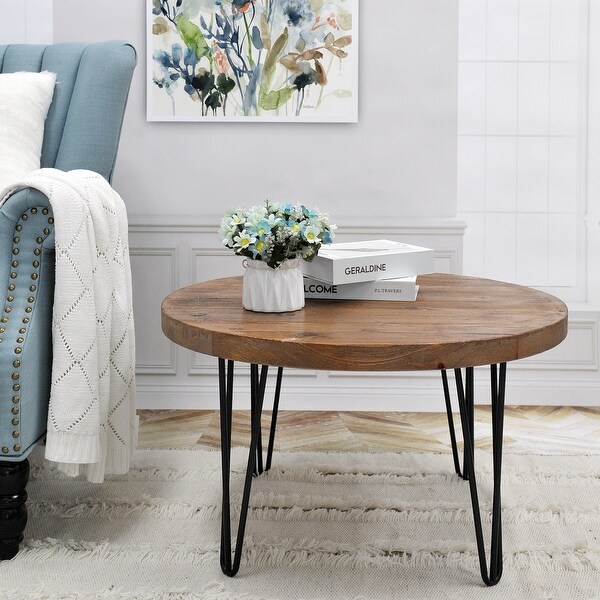 Greenage Wood End Table with Iron Legs