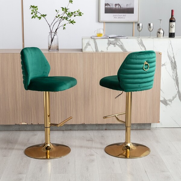 Swivel Bar Stools Chair with Ring Pull Set of 2