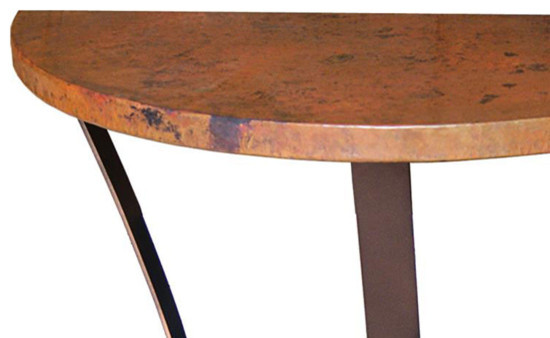 Rustic Half Moon Copper Top Console Table   Mediterranean   Console Tables   by san carlos imports llc  Houzz