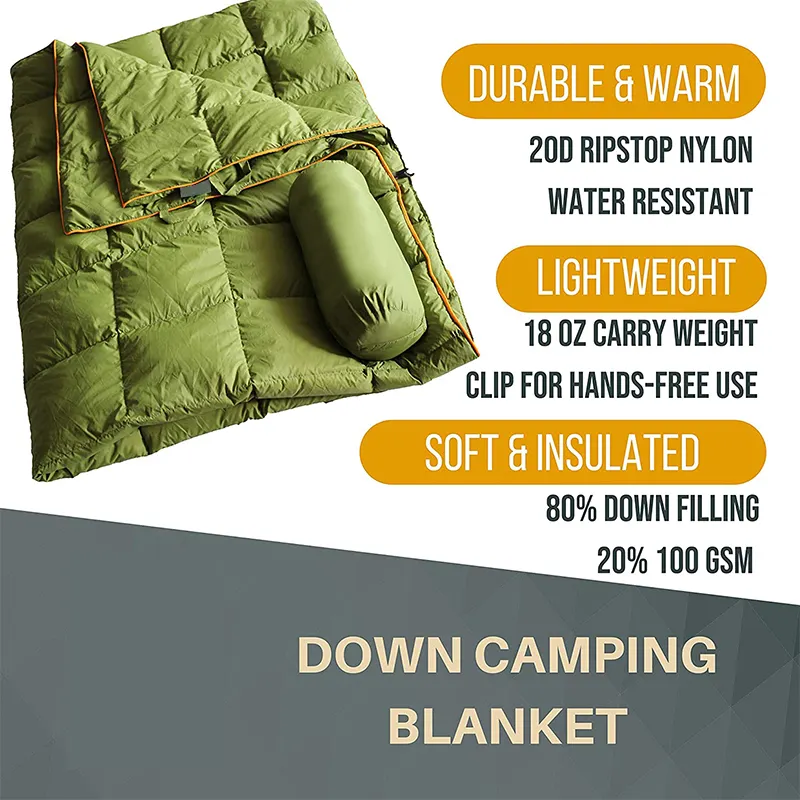 Lightweight and warm large double layer insulation camping outdoor down blanket quilt