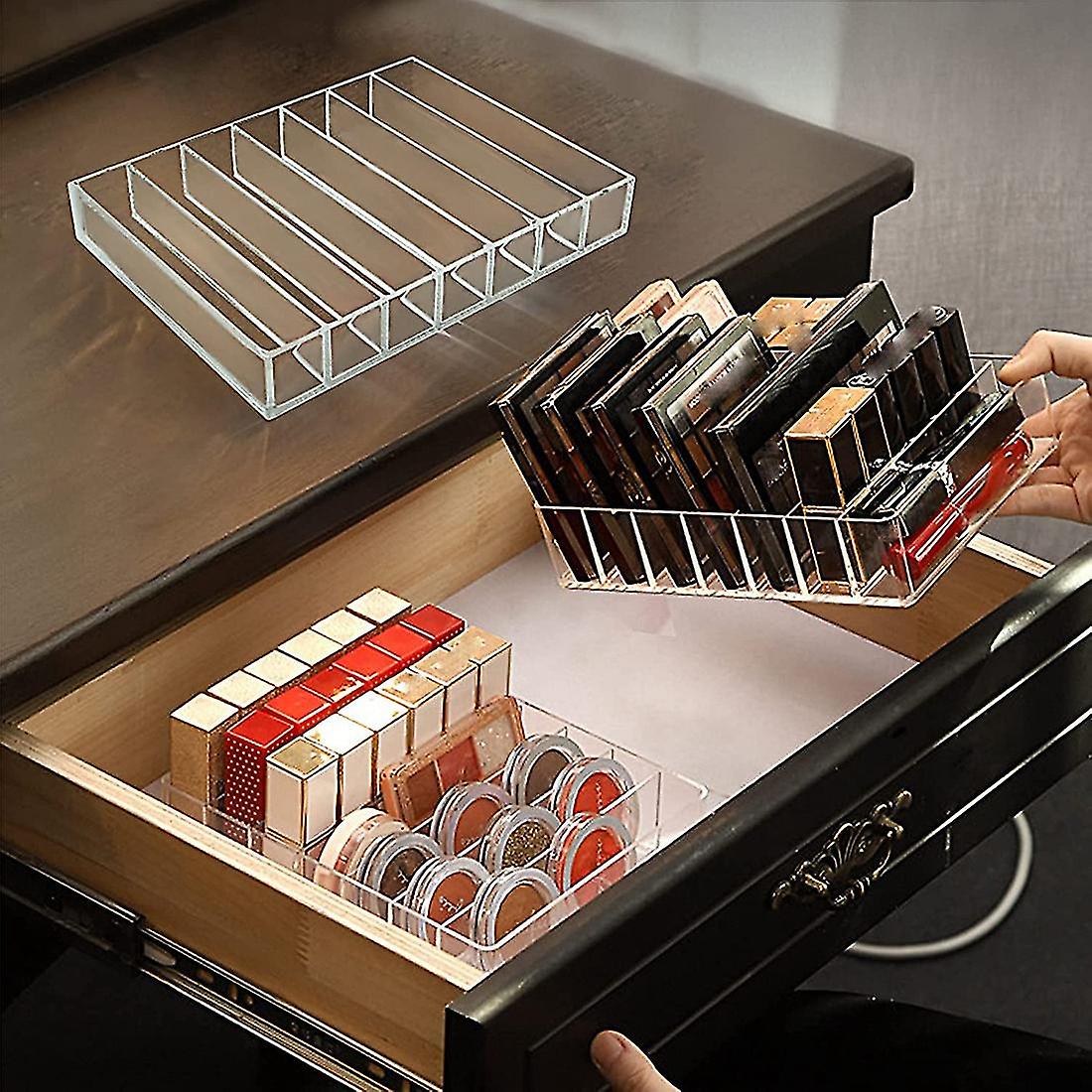 Eyeshadow Palette Organizer- 7 Section Divided Makeup Acrylic Palette Organizer Holder For Vanity C