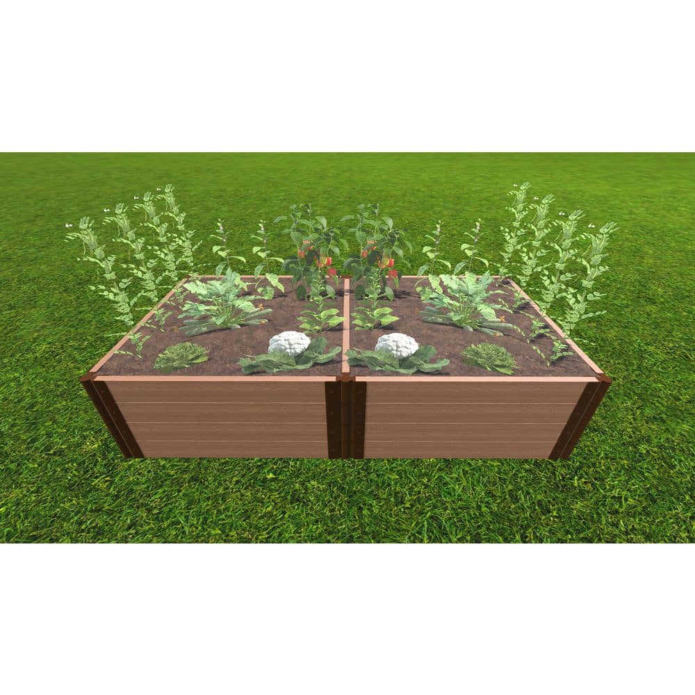 Frame It All 4 ft. x 8 ft. x 22 in. Classic Sienna Composite Raised Garden Bed - 2 in. Profile 300001098