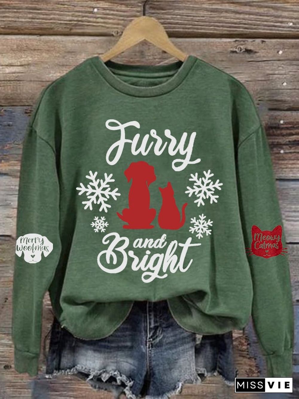 Women'S Christmas Fussy And Bright Long Sleeve Sweatshirt