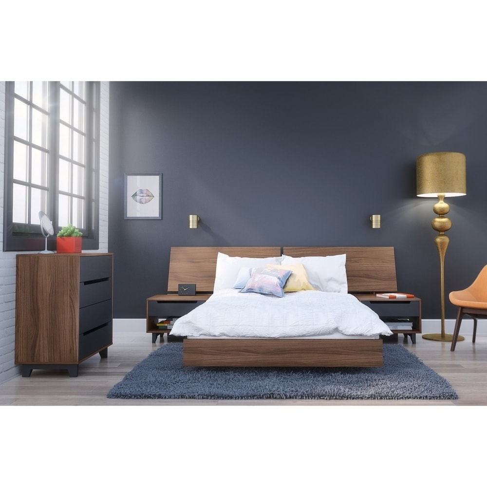 Nexera Alibi Platform Bed  Walnut