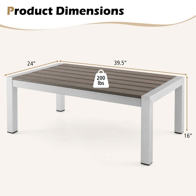 Costway Patio Aluminum Coffee Table Outdoor Rectangular Cocktail Accent Table Garden