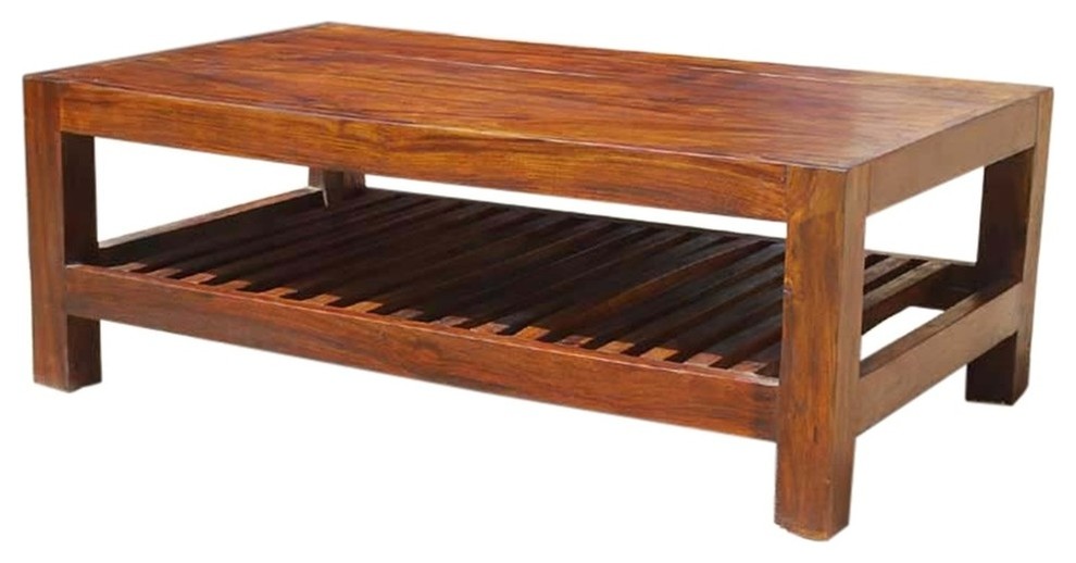 Portland Contemporary Rustic Solid Wood 2 Tier Coffee Table   Transitional   Coffee Tables   by Sierra Living Concepts Inc  Houzz