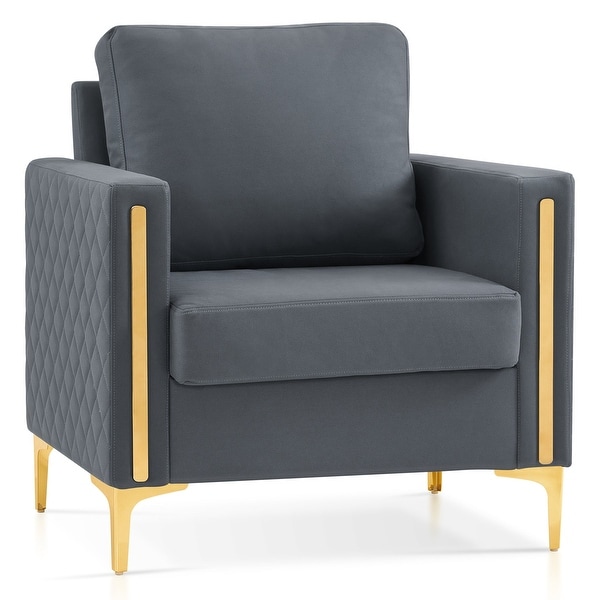 MCombo Accent Club Chair， Leathaire Fabric Upholstered Single Sofa Chairs， Modern Armchair for Living Room Office HQ614