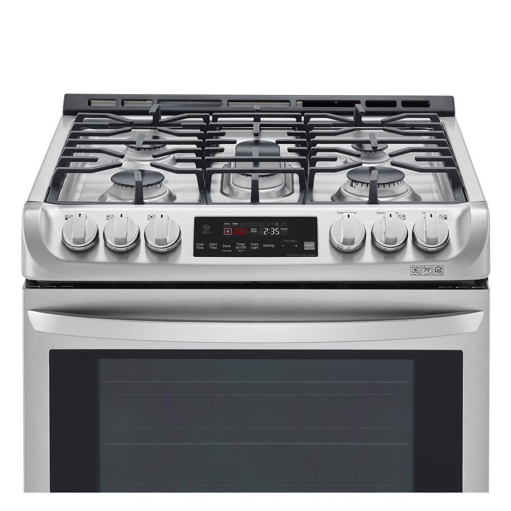 LG 6.3 cu. ft. Smart Slide-In Dual-Fuel Electric Range with ProBake Convection Oven  Self-Clean in Stainless Steel LSD4913ST