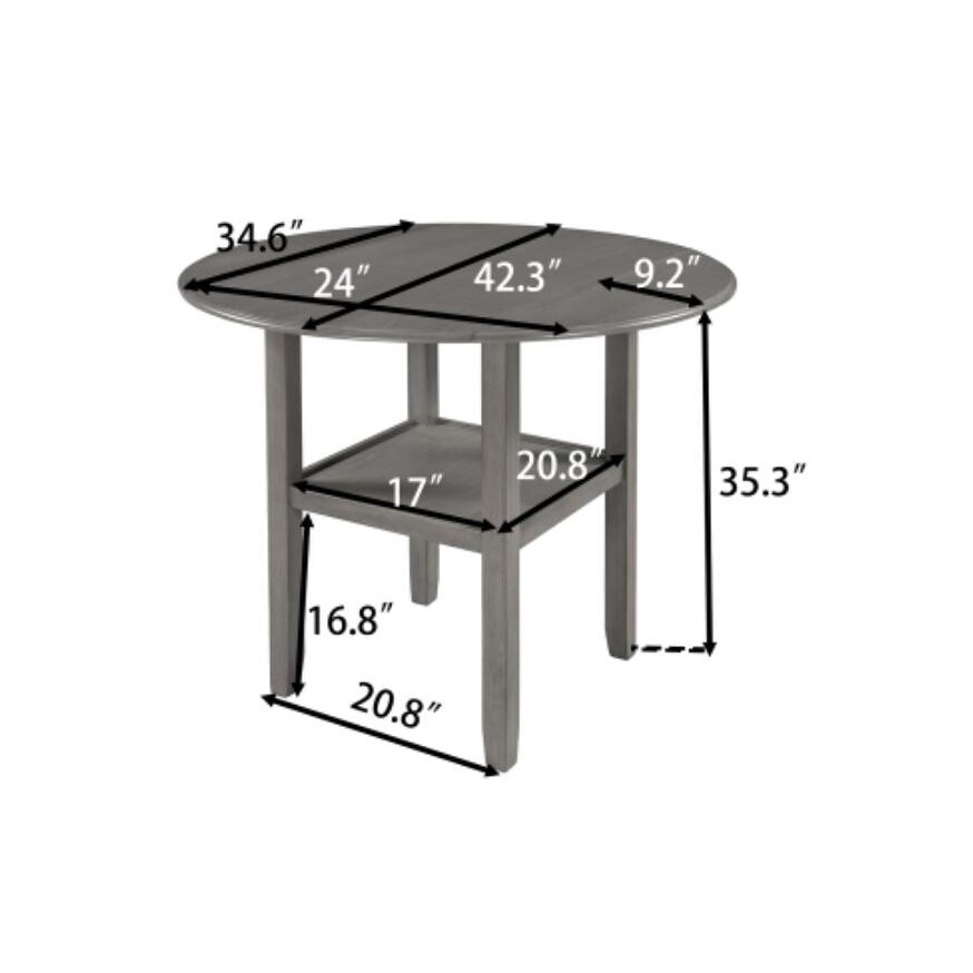 Round counter height kitchen dining table in Grey