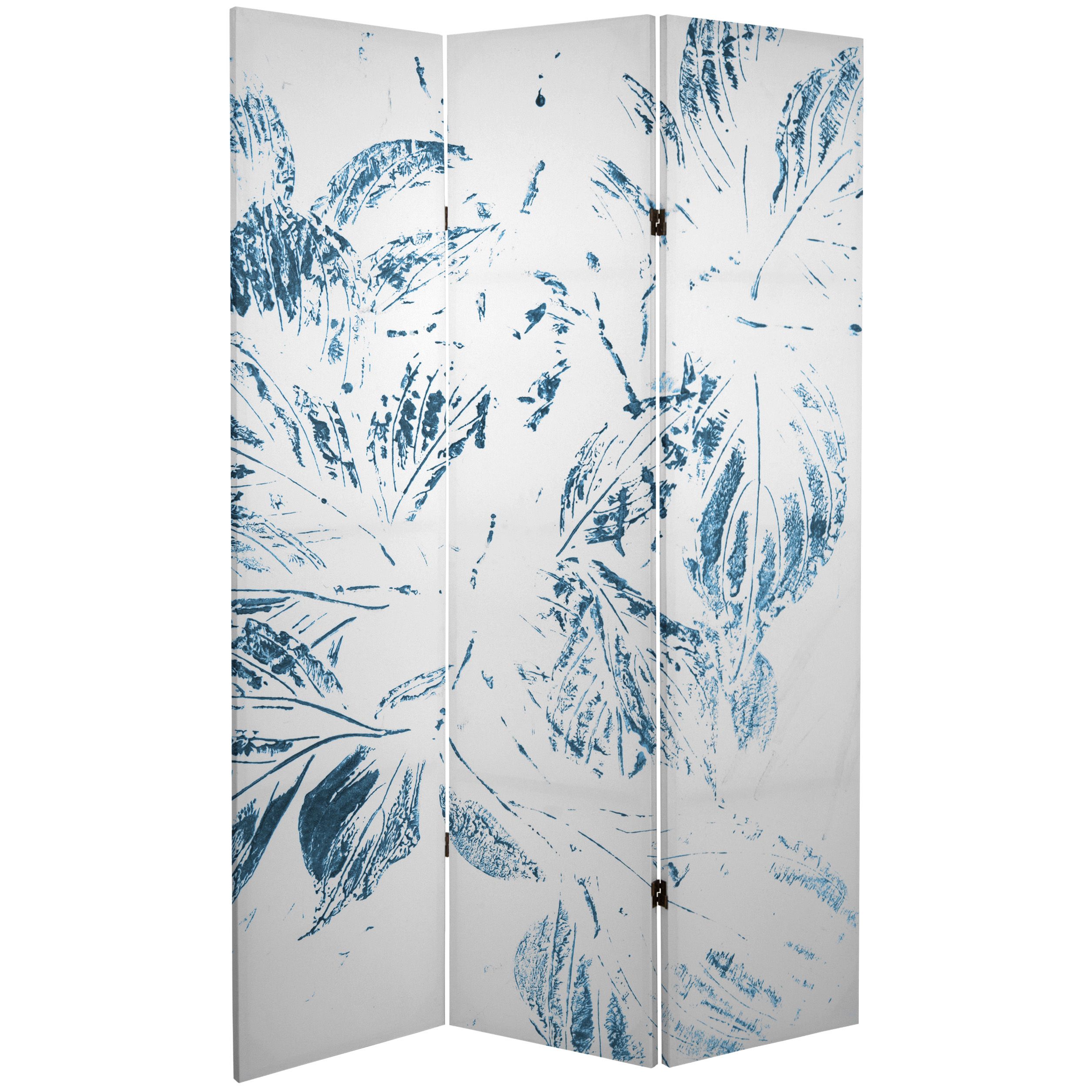 Oriental Furniture 6 ft. Tall Pure Leaves Canvas Room Divider - 3 Panel