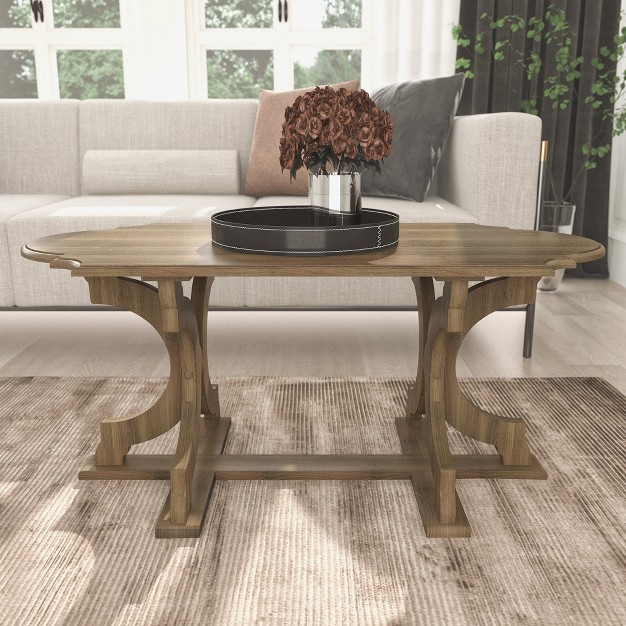 Galano Doynton 39 4 In Oval Solid Wood Top Coffee Table In White And Oak White Oak