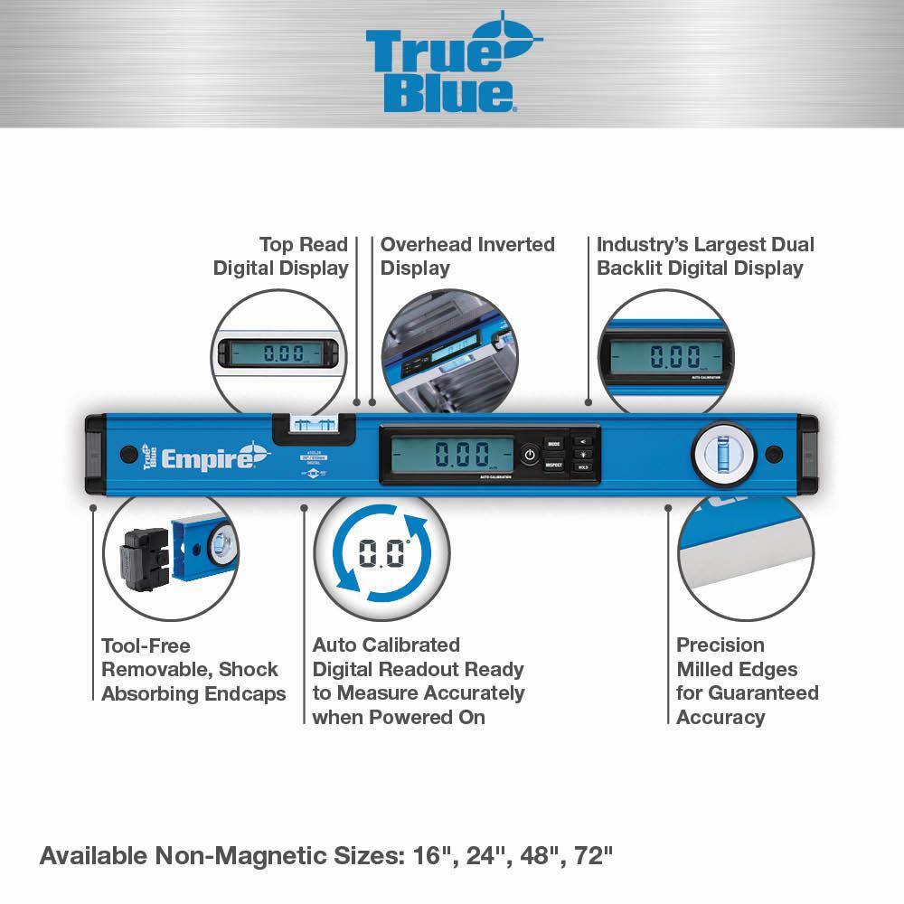 Empire 24 in. True Blue Digital Box Level with Case with 48 in. True Blue Digital Box Level with Case E105.24-E105.48