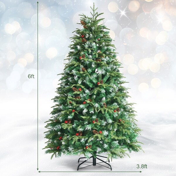 Gymax 5/6/7/9 FT PreLit Artificial Christmas Tree Hinged Xmas Tree w/