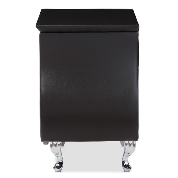 Baxton Studio Erin Contemporary Black Faux Leather Upholstered Nightstand - - 10603672