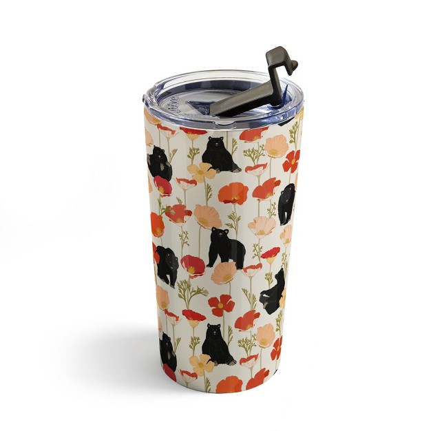 Iveta Abolina California Poppies And Bears 20 Oz Stainless Steel Travel Mug Deny Designs