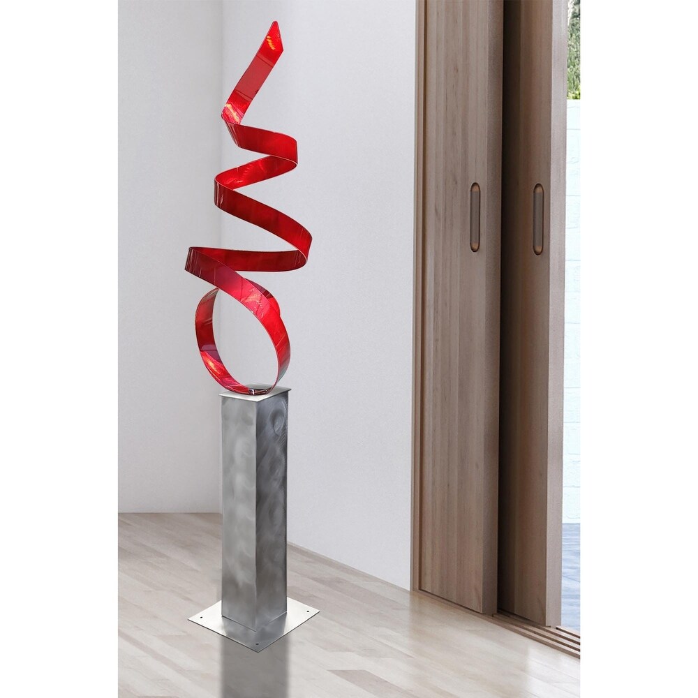 Statements2000 Large Abstract Metal Sculpture Modern Indoor Outdoor Decor by Jon en   Sea Breeze with Silver Base