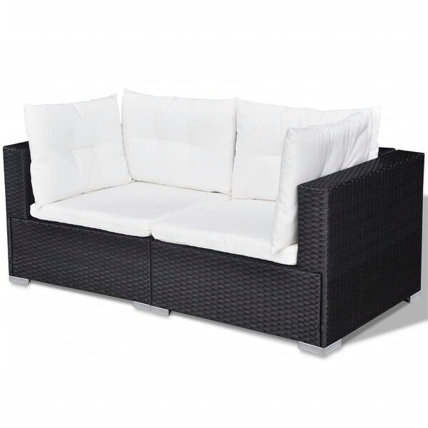 10 Piece Garden Lounge Set with Cushions Poly Rattan Black - Overstock - 35108287