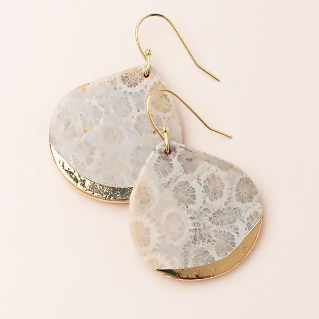 Scout Curated Wears  Stone Dipped Teardrop Earring - Fossil Coral/Gold