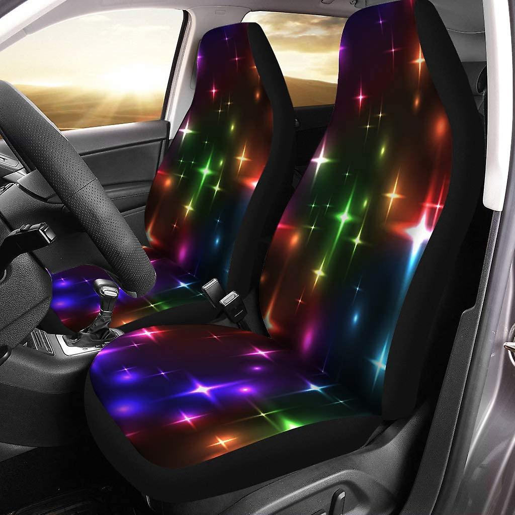 Set Of 2 Car Seat Covers Colorful Stars Universal Auto Front Seats Protector Fits For Car，suv Sedan，truck D---46656