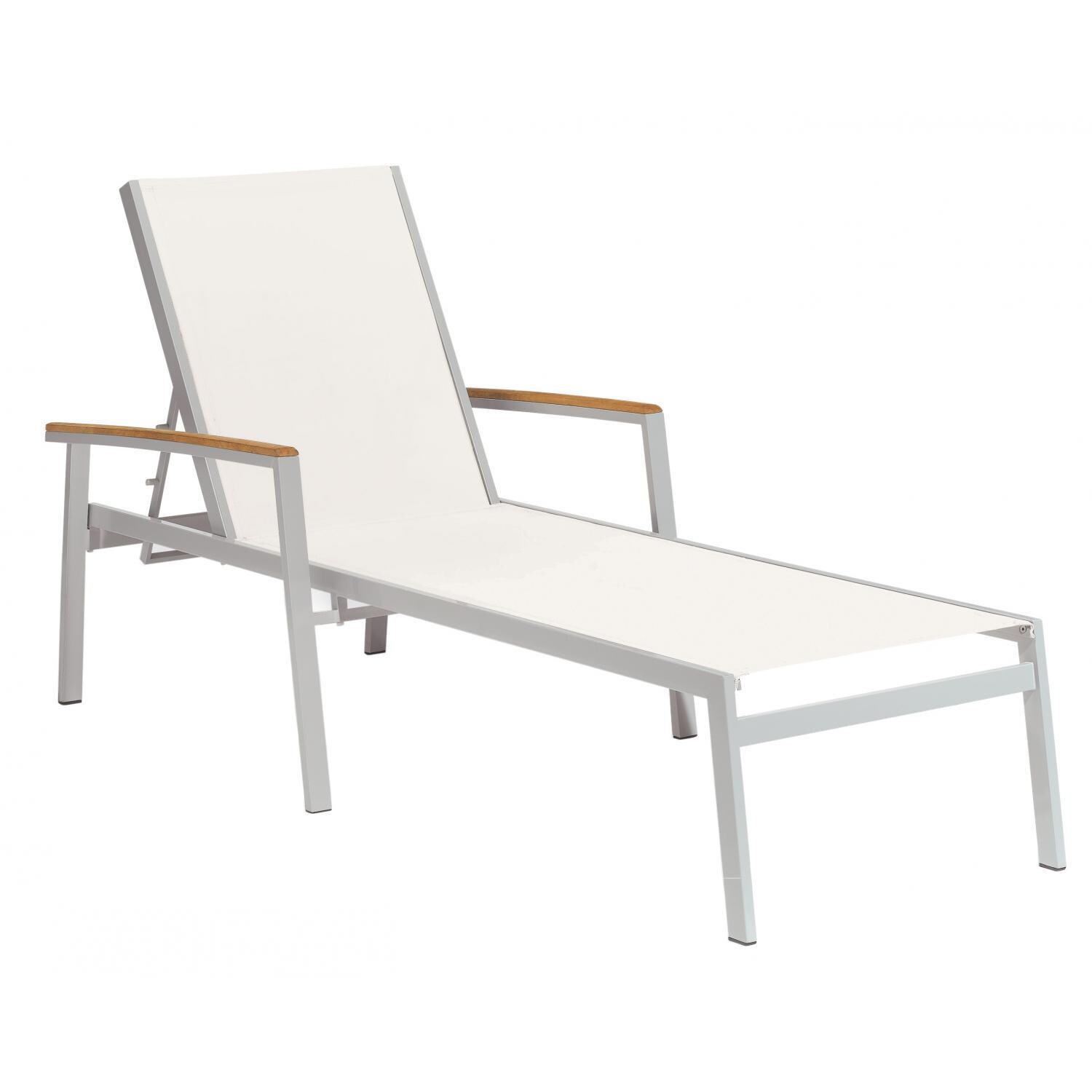 Travira 2 Piece Aluminum Patio Chaise Lounge Set W/ Natural Sling and Tekwood Natural Arm Caps By Oxford Garden