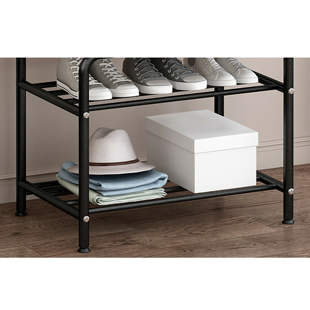 Miumaeov 3 In 1 Coat and Hat Rack Mini Desk 2-Layer Shoes Storage Shelf Home Organization