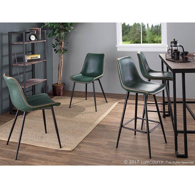 Set of 2 Green Leather and Black Metal Durango Dining Chair  32.25”