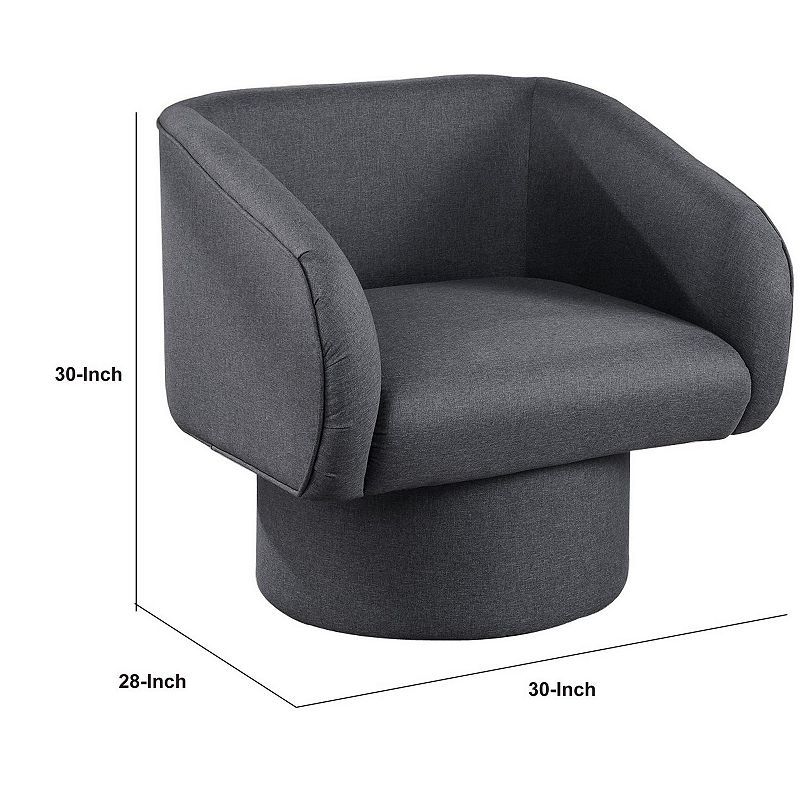 Tim 30 Inch Fabric Upholstered Accent Chair， 360 Swivel Seat， Gray