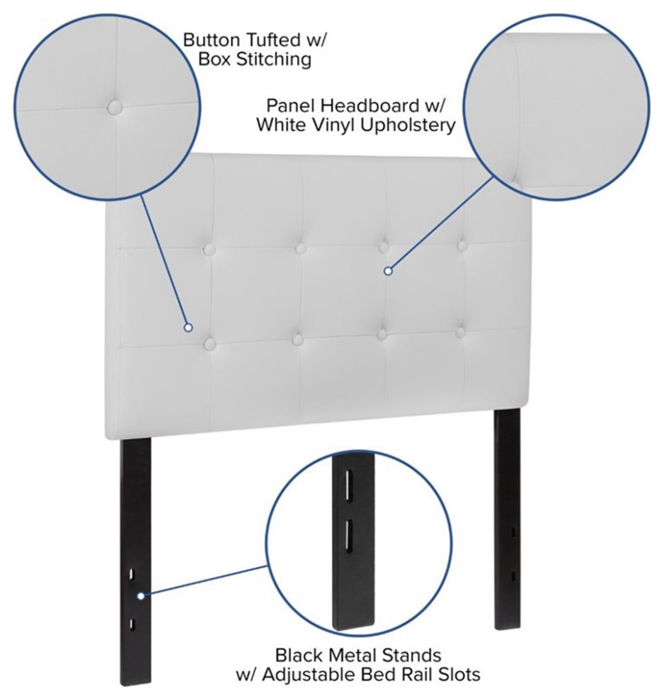 Flash Furniture Lennox Upholstered Full Panel Headboard in White   Transitional   Headboards   by Homesquare  Houzz