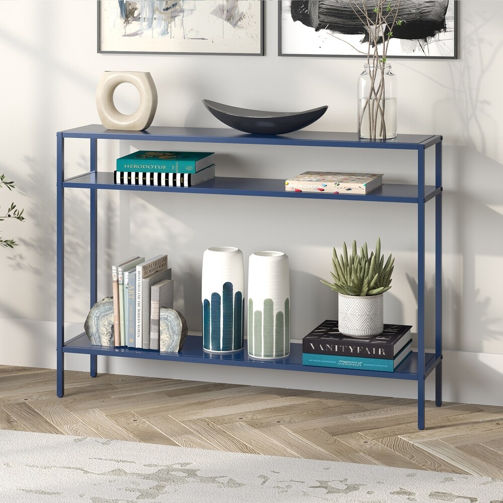 Ricardo Rectangular Console Table with Metal Shelves