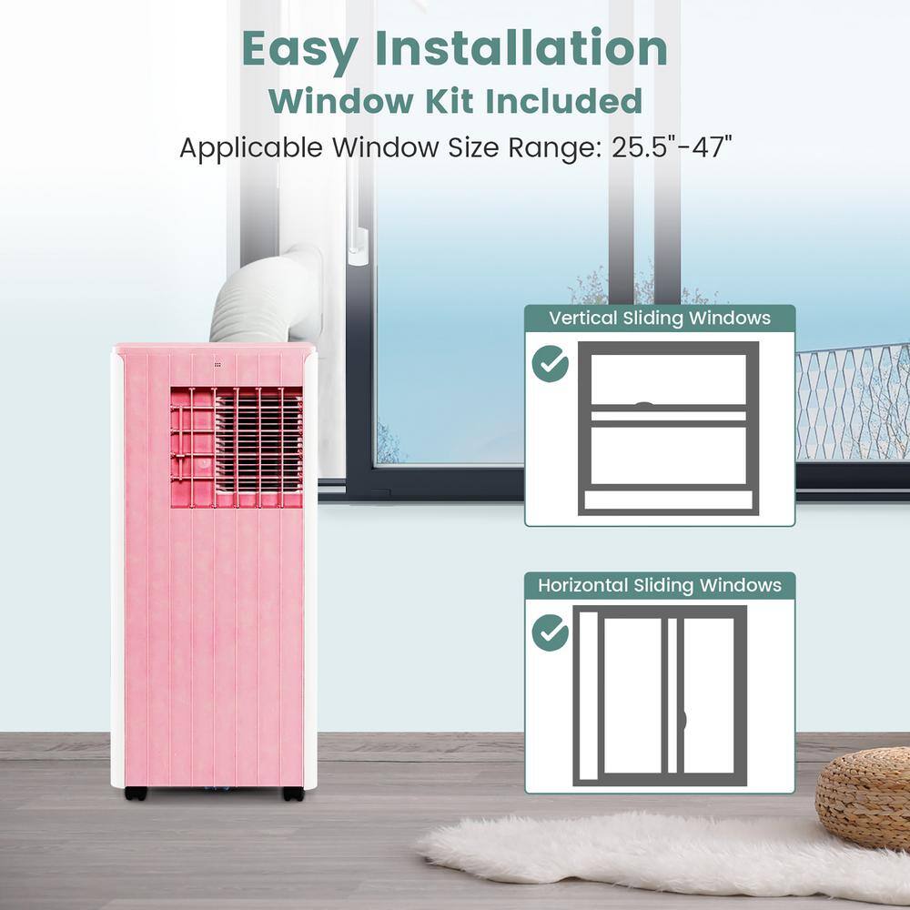 Gymax Portable Air Conditioner 10000 BTU ASHRAE 3-in-1 AC Unit with Humidifier and Sleep Mode Pink GYM11473