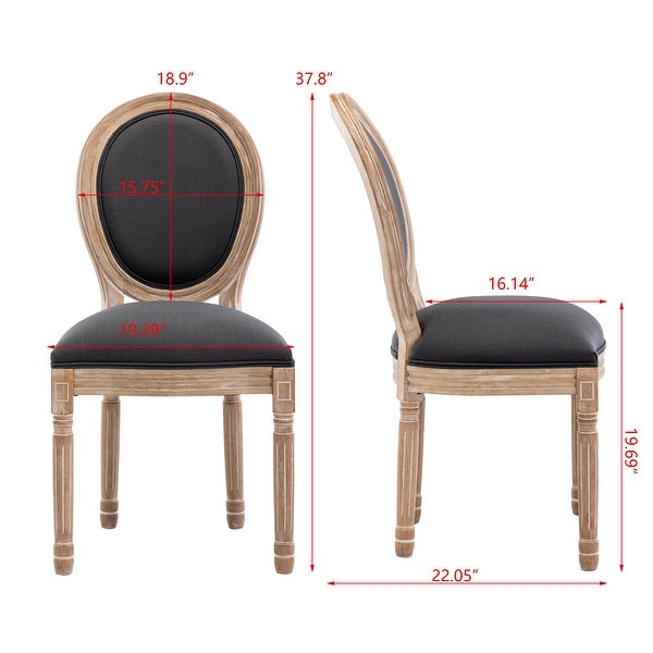 French-Style Round Back Upholstered Accent Dining Chairs with Solid Wood Leg for Dining Room Bedroom Kitchen，Set of 2