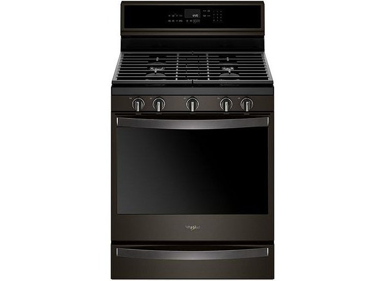 Whirlpool 5.8 Cu. Ft. Fingerprint Resistant Black Stainless Steel Smart Freestanding Gas Range With EZ-2-Lift Grates