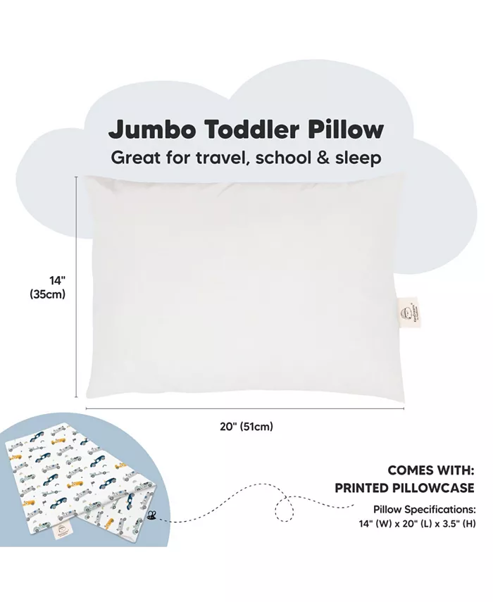 KeaBabies Jumbo Toddler Pillow with Pillowcase， 14X20 Soft Organic Toddler Pillows for Sleeping， Kids Travel Pillow