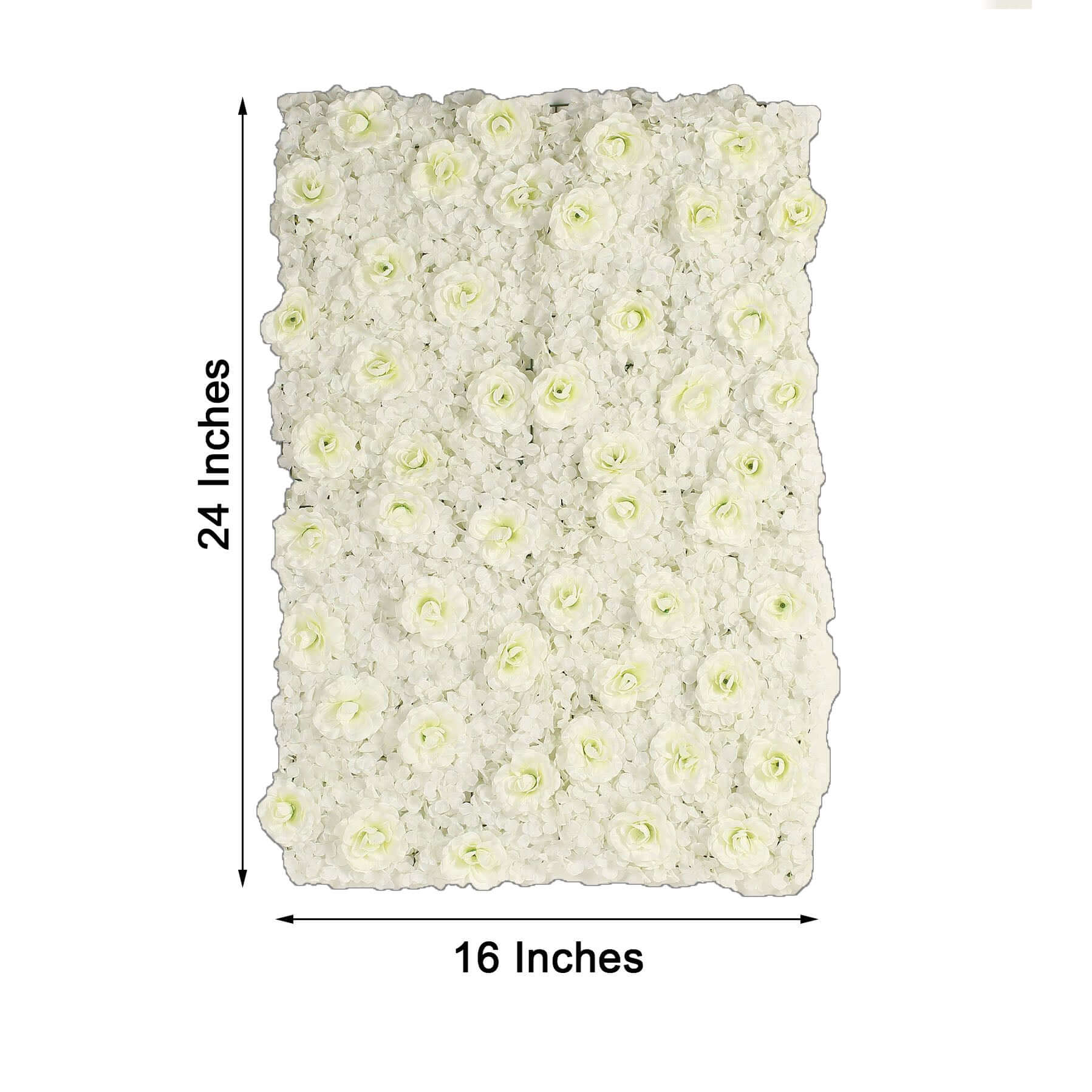 Cream 3D Silk Rose and Hydrangea Flower Wall Mat Backdrop - 4 Artificial Panels 11 Sq ft.