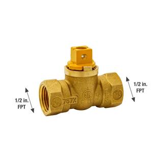 Everbilt 12 in. Brass FlatSquare Head-Handle FPT 1-Piece Body Gas Ball Valve 113-523EB