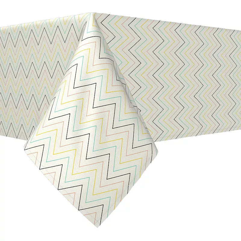 Rectangular Tablecloth， 100% Cotton， 60x84， Chevron Wave