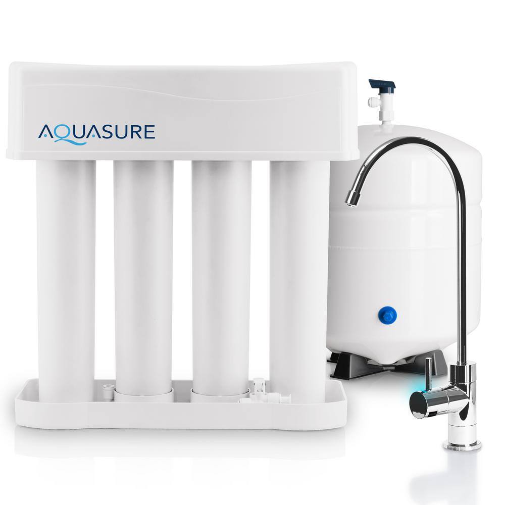 AQUASURE Premier PRO 100 GPD Reverse Osmosis Water Filtration System with LED Indicating Chrome Faucet AS-PR100P