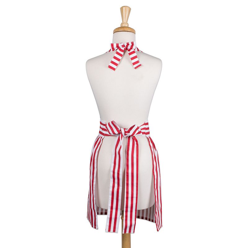 31 Red and White Striped American Flag Inspired Skirt Apron Dress with Extra Long Ties