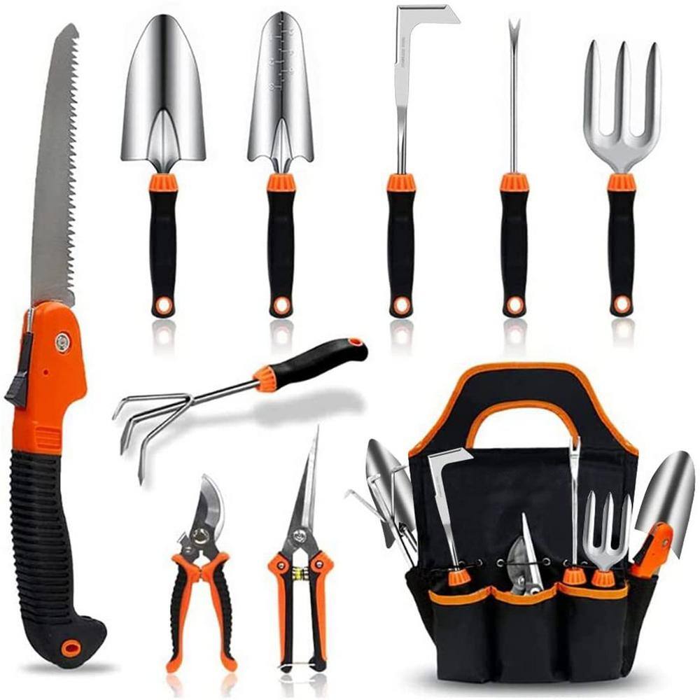 10-Piece Stainless Steel Heavy-Duty Gardening Tool Set with Soft Rubber Anti-Slip Ergonomic Handle Garden Tool Set B08T9P3TWY