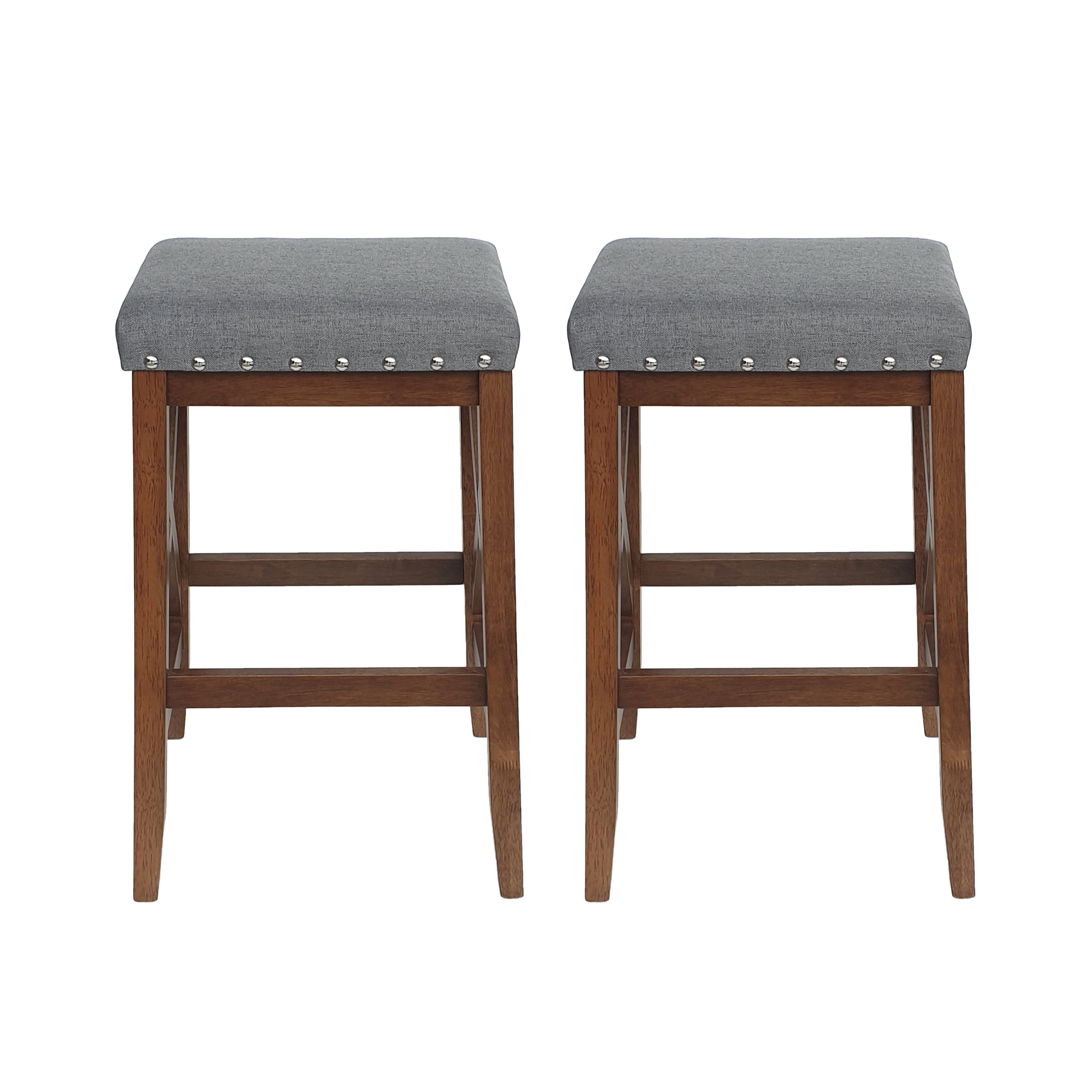 Nancy Contemporary Farmhouse Upholstered Fabric Barstools (Set of 2)