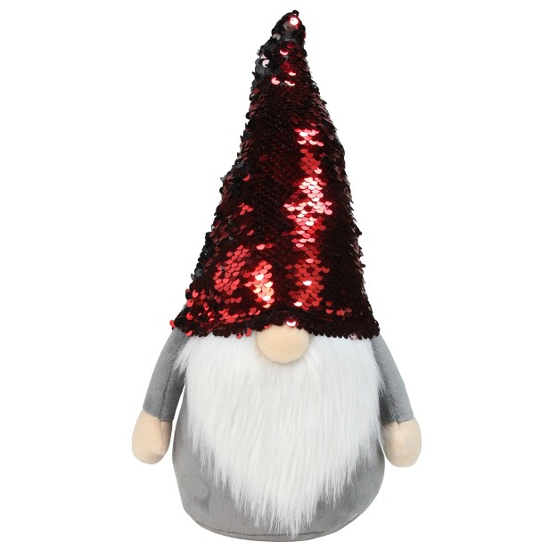 Standing Gnome Christmas Decoration With Red Flip Sequin Hat