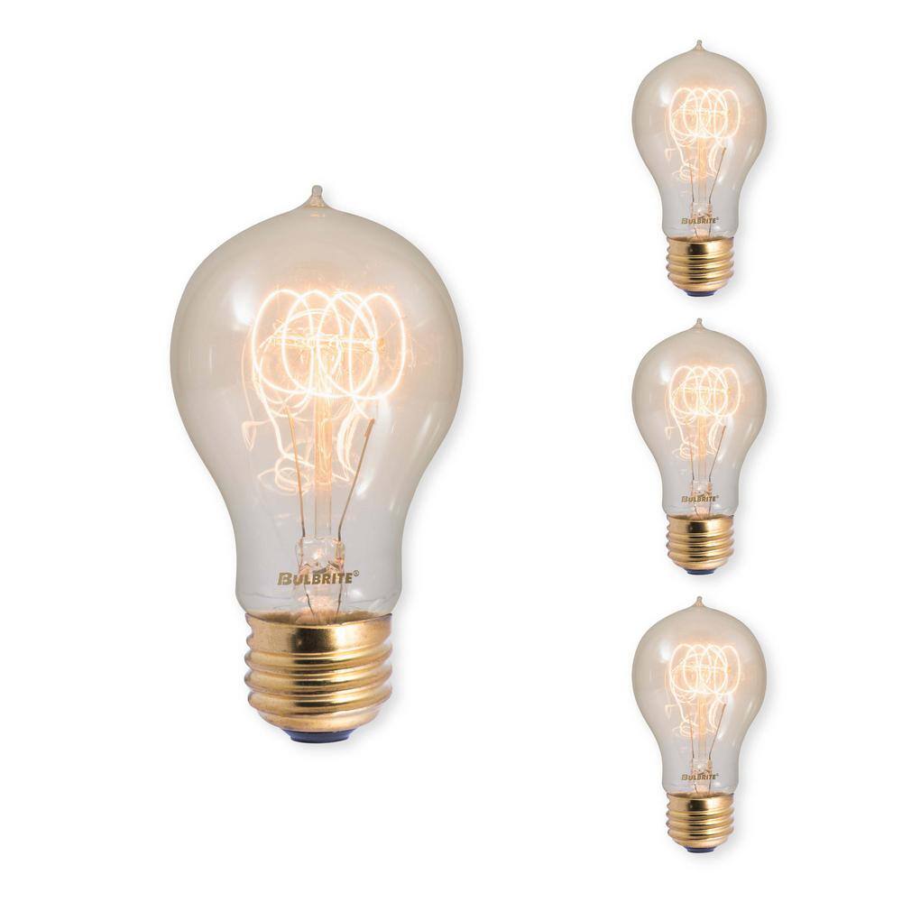 Bulbrite 40-Watt A19 Incandescent Light Bulb Medium Base (E26) Antique Nostalgic Loop 2200K (4-pack) 861385