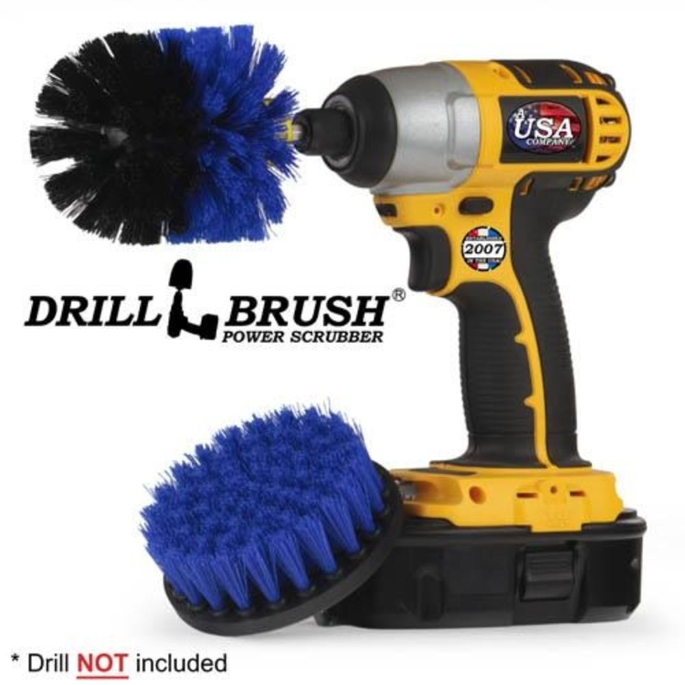 Drill Brush Pool and Marine Cleaning Kit Medium Stiff Nylon Bristles， 2pc