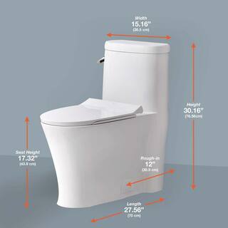 Glacier Bay Hartridge 1-Piece 1.01.6 GPF Dual Flush Elongated Toilet in White GBTO205